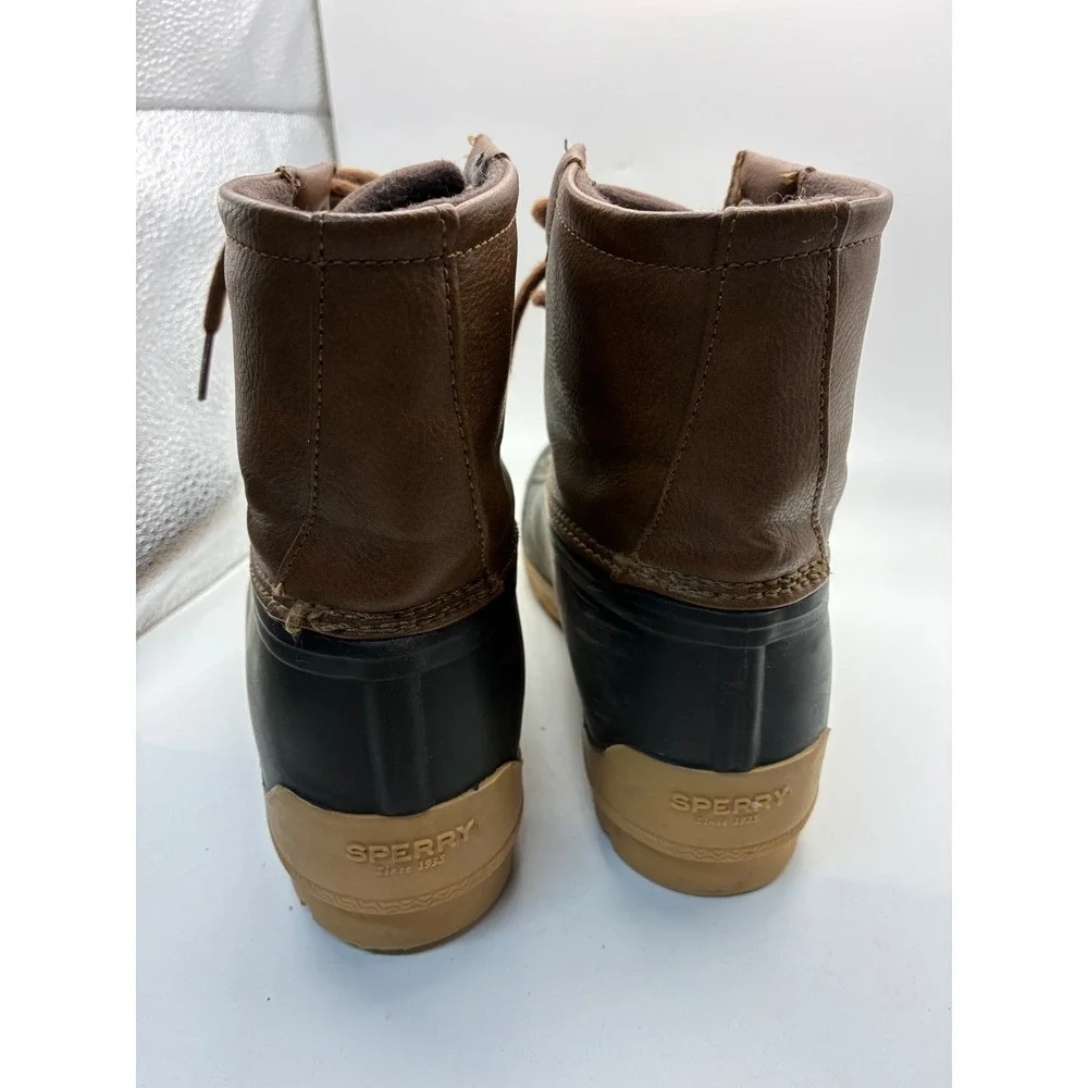 Sperry Saltwater Duck Boots Brown Black Lace Up Ankle‎ Rain Boots Womens 5M